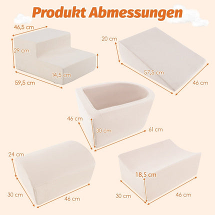 5 Stk. Schaumstoffbausteine, Riesenbausteine mit Bällebad, große Bausteine zum Toben, beige