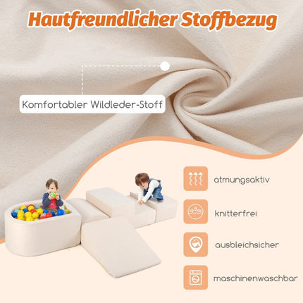 5 Stk. Schaumstoffbausteine, Riesenbausteine mit Bällebad, große Bausteine zum Toben, beige