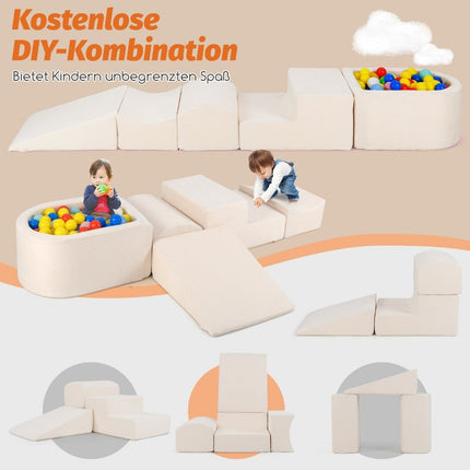 5 Stk. Schaumstoffbausteine, Riesenbausteine mit Bällebad, große Bausteine zum Toben, beige