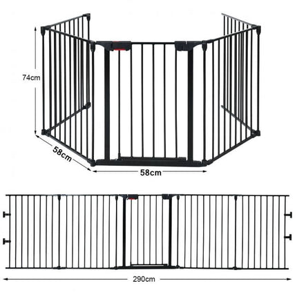 5-Panel Baby-Sicherheitsgitter aus Stahl, Laufstall und Kaminschutzgitter