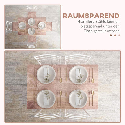 Platzsparendes 5-teiliges Esszimmer-Set mit Tisch und Stühlen aus Stahl