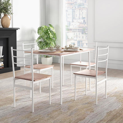 Platzsparendes 5-teiliges Esszimmer-Set mit Tisch und Stühlen aus Stahl