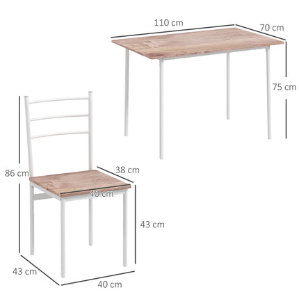 Platzsparendes 5-teiliges Esszimmer-Set mit Tisch und Stühlen aus Stahl
