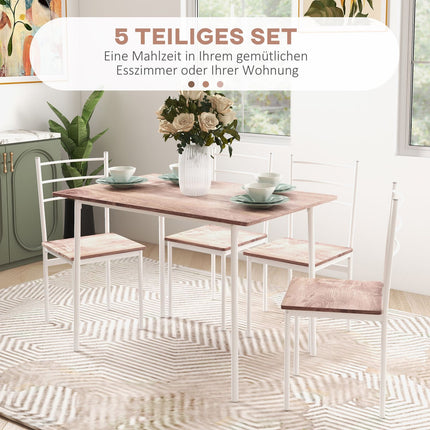 Platzsparendes 5-teiliges Esszimmer-Set mit Tisch und Stühlen aus Stahl