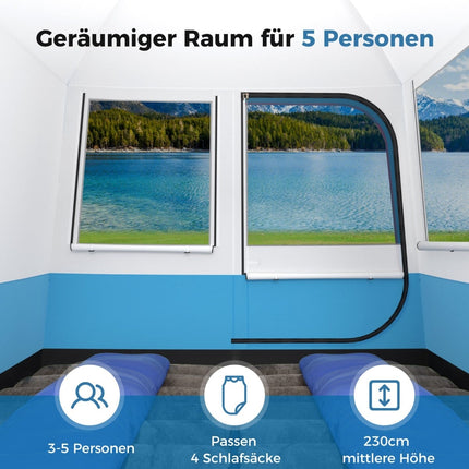 5-Personen-wasserdichtes Campingzelt mit Netztüren und -fenstern