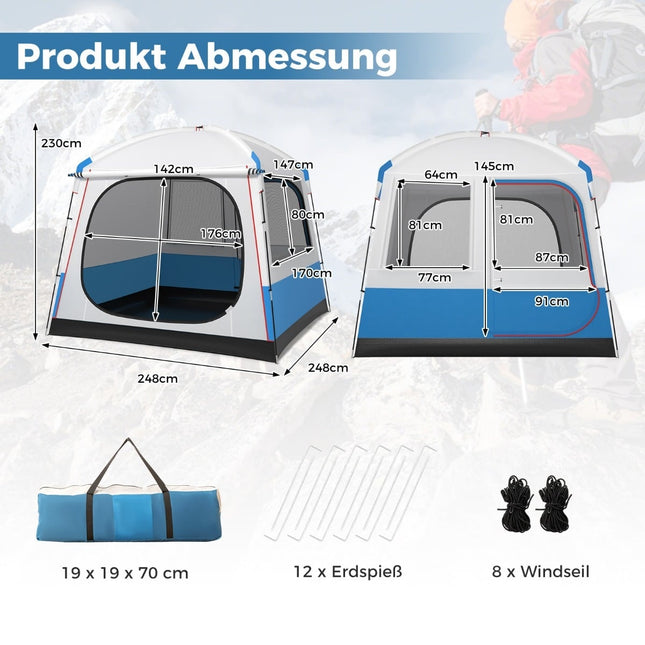 5-Personen-wasserdichtes Campingzelt mit Netztüren und -fenstern