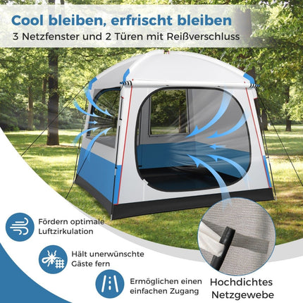 5-Personen-wasserdichtes Campingzelt mit Netztüren und -fenstern