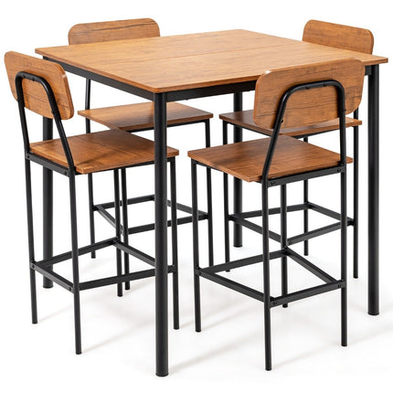 5-teiliges Esszimmer-Set in Tresenhöhe mit Tisch und 4 Hockern