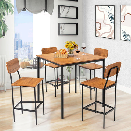 5-teiliges Esszimmer-Set in Tresenhöhe mit Tisch und 4 Hockern