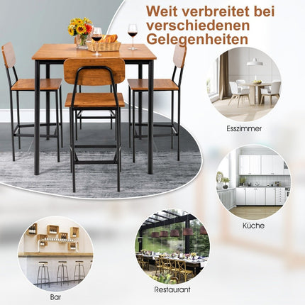 5-teiliges Esszimmer-Set in Tresenhöhe mit Tisch und 4 Hockern