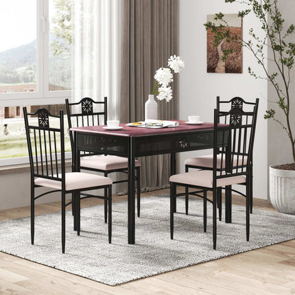 5-Piece Dining Table Set, MDF Table and 4 Cushioned Chairs