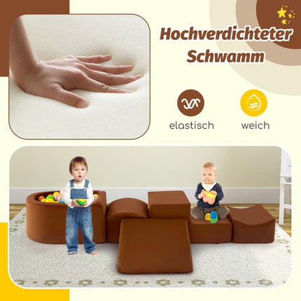 5-teiliges Schaumstoff-Kletterset mit Bällebad für Kinder