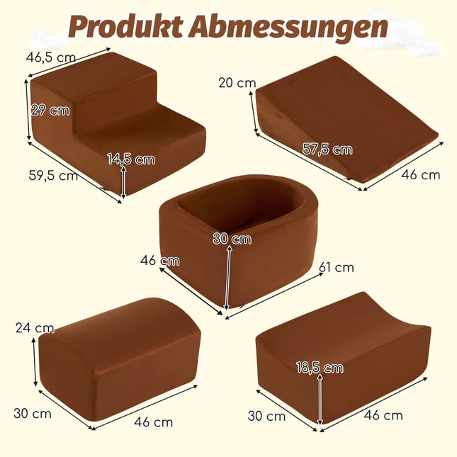 5-teiliges Schaumstoff-Kletterset mit Bällebad für Kinder