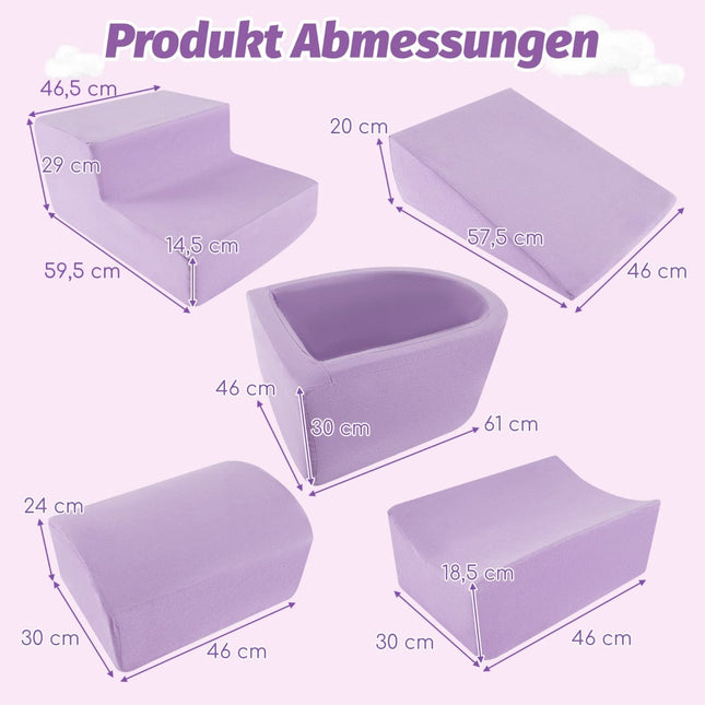 5-teiliges Schaumstoff-Kletterset mit Bällebad für Kinder