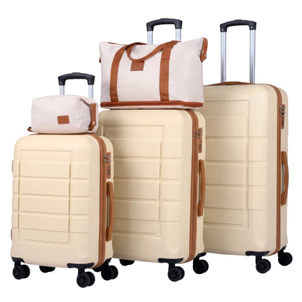 5-teiliges Gepäckset, TSA-Schloss, Spinner-Räder, Beige