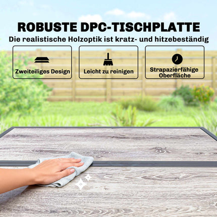 5-teiliges Outdoor-Terrassenset mit Kissen, Schwarz und Grau