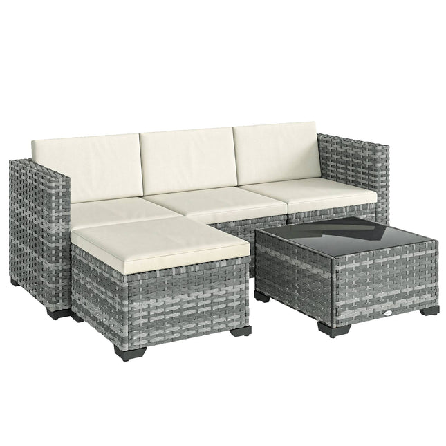 5-teiliges Terrassenmöbel-Set, Stahlrahmen, PE-Rattan