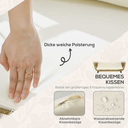 Gartenmöbel aus Rattan, gepolstert, 5-teilig, beige
