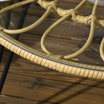 Rattan-Gartenmöbel, 5-teilig - beiges Polyester