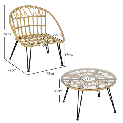 Rattan-Gartenmöbel, 5-teilig - beiges Polyester