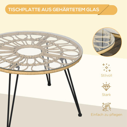 Rattan-Gartenmöbel, 5-teilig - beiges Polyester