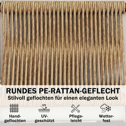 5-teiliges Rattan-Loungeset mit Kissen und Tisch