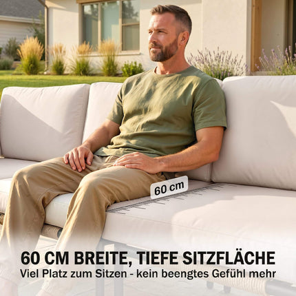 5-teiliges Rattan-Loungeset mit Kissen und Tisch