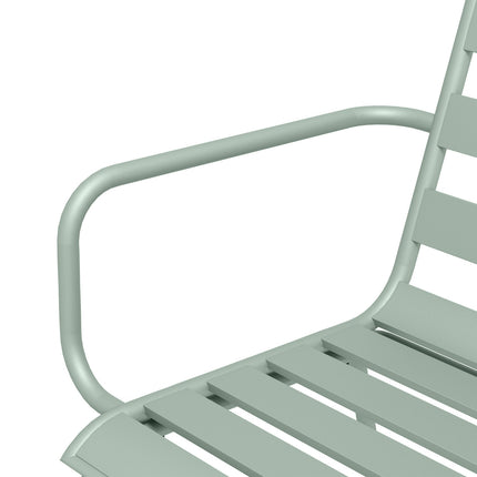 Outdoor dining set - 5-piece steel table and chairs, green