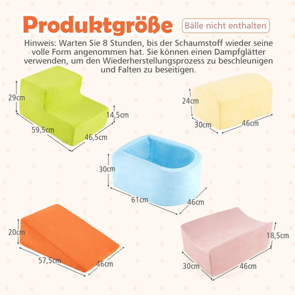 5-teiliges Kletterset aus weichem Schaumstoff mit Bällebad