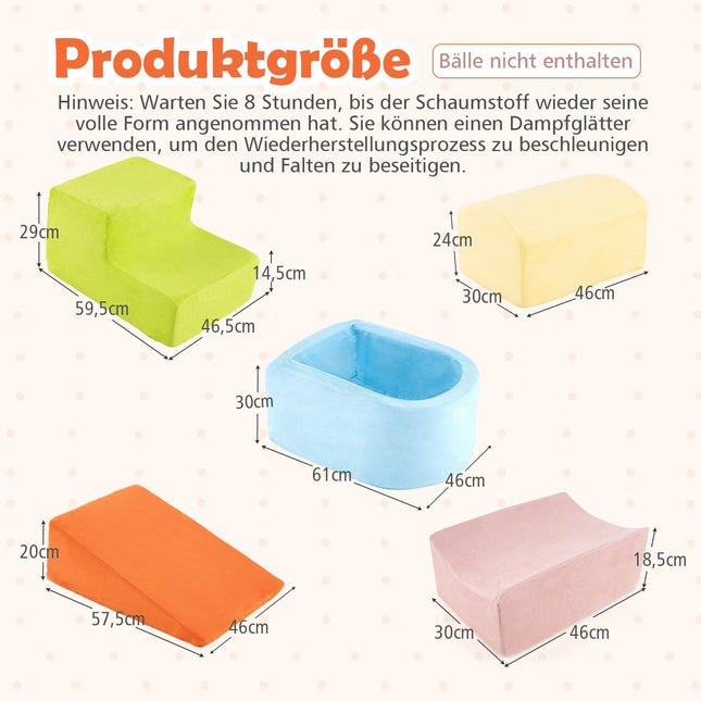 5-teiliges Kletterset aus weichem Schaumstoff mit Bällebad