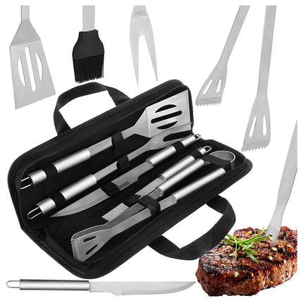 5-teiliges Edelstahl-Grillbesteck-Set mit Tasche