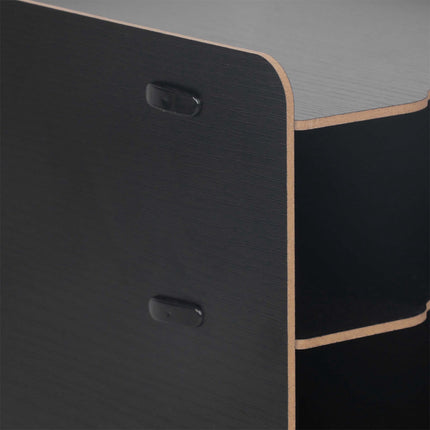 5-Slot MDF Letter Tray – Black Wood-Effect Desk Organiser