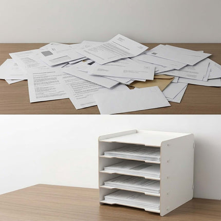 5-Slot MDF Letter Tray – White Wood-Effect Desk Organiser
