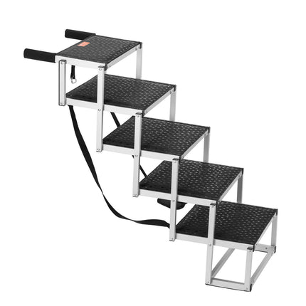 5-Step Folding Dog Stairs, Aluminum, 150 lb Capacity