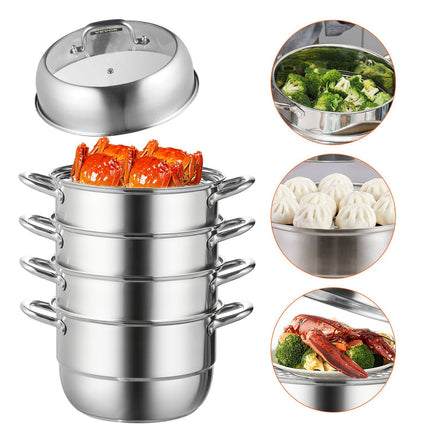5-Tier 304 Stainless Steel Steamer Pot, 30 cm, 10 Qt