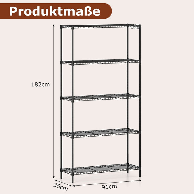 5-Tier Adjustable Metal Storage Shelf – Heavy Duty