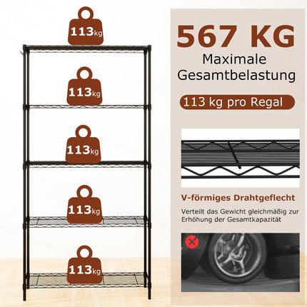 5-stöckiges verstellbares Metallregal – Schwerlast