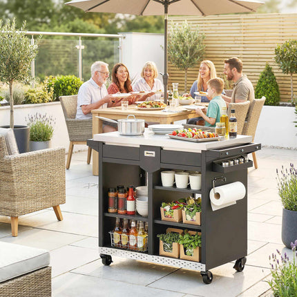 5-stöckiger Grillwagen mit verstellbaren Ablagen und Gewürzregal