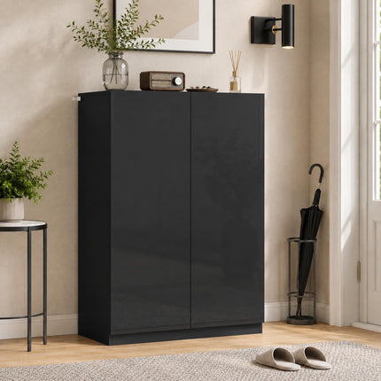 5-Tier Black Shoe Cabinet, Adjustable Shelves, Holds 20 Pairs
