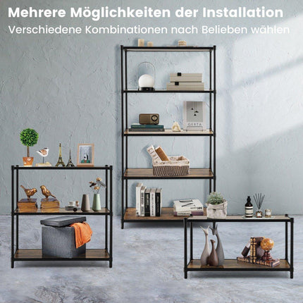 Bibliothèque à 5 niveaux avec étagère de rangement autonome 80 x 29 x 154 cm