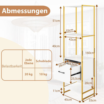 5 Tier Bookcase with Drawer &amp; Metal frame bookcase modern standing shelf white