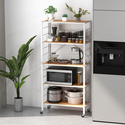 5-stufiges faltbares Metallregal mit Rollen, verstellbar