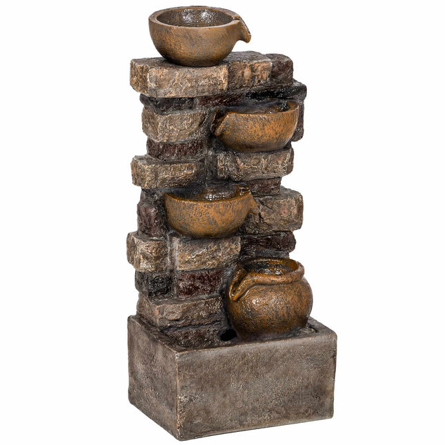 5-stufiger Gartenbrunnen mit LED-Beleuchtung, verstellbare Pumpe