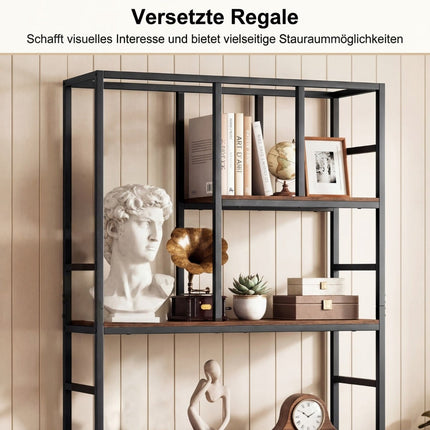 5-stufiges geometrisches Bücherregal mit Metallrahmen, Weiß-Gold
