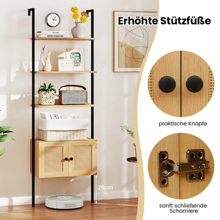 5-stufiges Leiterregal mit Schrank, Metallrahmen, 184 cm