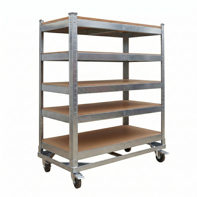 5-Tier Mobile Shelving Trolley – Locking Castors