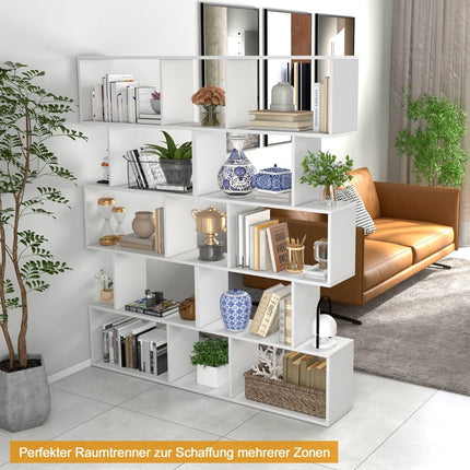 5-Tier S-Shaped Bookshelf with Anti-Tip, White