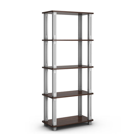 5 Tier Storage Rack with Flat Open Shelves Multifunctional Shelf Brown