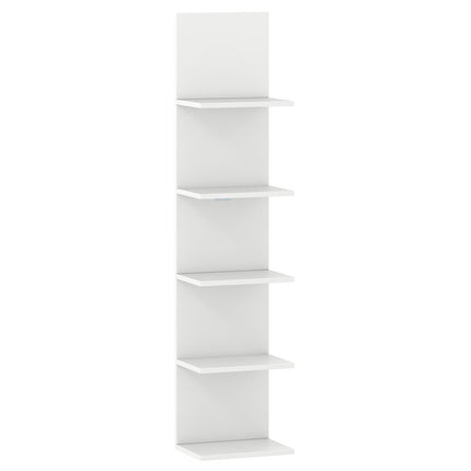 5-Tier Wall-Mounted Shelf, White, Space-Saving Design