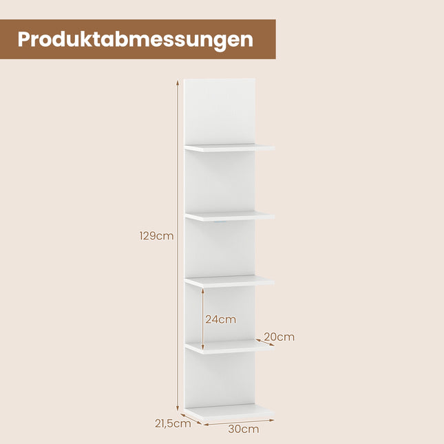 5-stufiges Wandregal, Weiß, platzsparendes Design